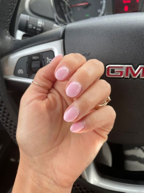 Simple Nail Designs Real Nails, February Nail Inspo Short, Short Acrylic Nail Color Ideas, Very Short Almond French Tip Nails, Basic Nails Gel Short, Like Pink Nails, Oval Baby Pink Nails, Nails For Moms Simple Short, White Pink Gel Nails