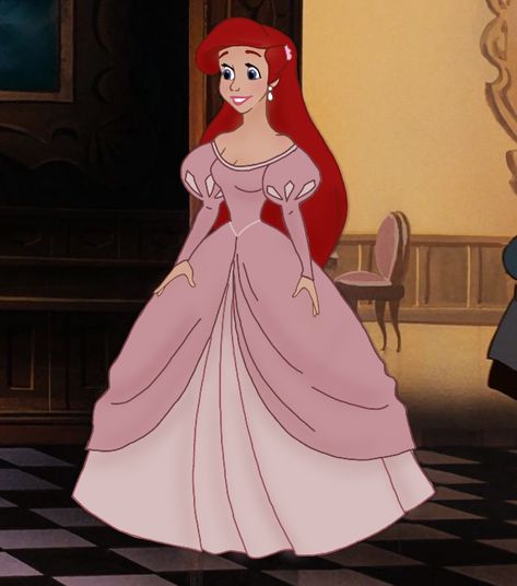 Little mermaid Ariel pink dress Red Hair With Pink Dress, Ariel Ball Gown, Princess Ariel Costume, Ariel Outfit, Ariel Pink Dress Costume, Ariel Pink, Pink Ariel Dress, Ariel Costume, Disney Princess Pink Dress