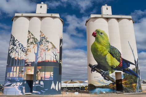 Silo Art, Building Murals, Embroidery Paintings, Loose Painting, Grain Bins, Street Murals, Australia Bucket List, Australian Road Trip, Melbourne Street