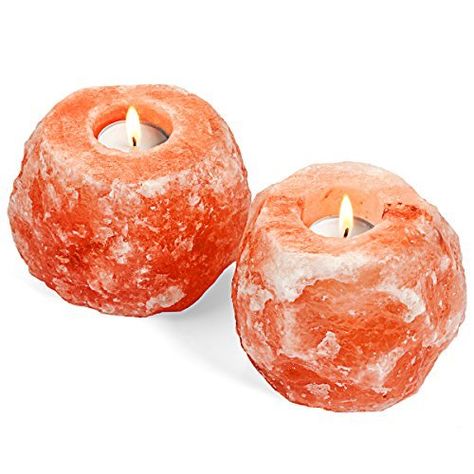 WBM Himalayan Glow Natural Style Hand Carved Natural Crystal Himalayan 1 Hole Tealight Candle Holder, 2-Pack Rock Candle Holder, Himalayan Salt Candle Holder, Himalayan Salt Candle, Salt Candle Holder, Pinky Orange, Rock Candle, Salt Rock Lamp, Salt Candle, Himalayan Salt Crystals