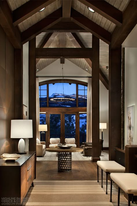 Photo 3 Mountain Interiors, Aspen House, Mansion Floor Plan, Hotel Interior Design, Log Cabin Homes, Modern Mountain, Mountain Lodge, Mountain Homes, Modern Cabin