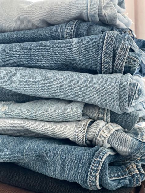 blue jeans basics #fashion #minimalist #scandinavian Pile Of Jeans Aesthetic, Denim Astethic, Basic Astethic, Jeans Aesthetic Wallpaper, Blue Jean Aesthetic, Denim Blue Aesthetic, Blue Jeans Aesthetic, Baggy Jeans Aesthetic, 2025 Rebrand