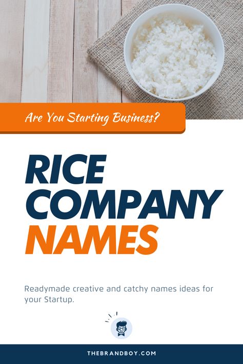 Rice is a staple food of various countries. So, if you get the chance to name Rice, you should understand the various types of rice available in the market. #BusinessNames #CatchyNames #NamesIdea #SmallBusinessNames #RiceCompanyNames Buisness Name Ideas, Rice Business, Logo Rice, Creative Company Names, Company Names Ideas, Store Names Ideas, Types Of Rice, Rice Types, Rice Brands