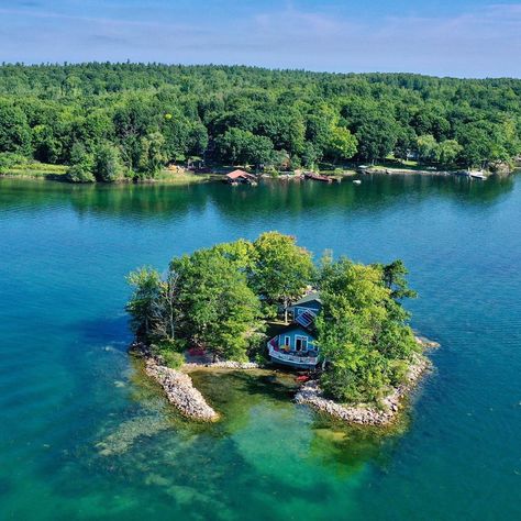 Thousand Island Aerials on Instagram: “Continuing into Lake of the Isles, this is the first island past the narrows. Baileys Island is just barely on the US side, with the end of…” Bolt Castle, Forest Island, Cave Houses, Island Cottage, Cozy Houses, Island Homes, The Narrows, Thousand Island, Island Pictures