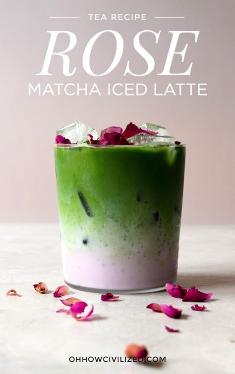 Matcha Iced, Rose Latte, Resep Smoothie, Green Tea Matcha, Iced Matcha Latte, Matcha Drink, Matcha Recipe, Iced Matcha, Latte Recipe