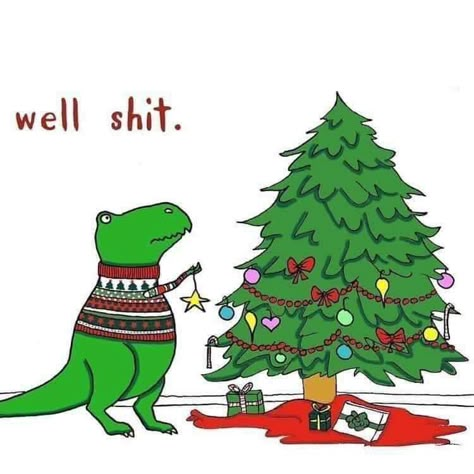 Trex decorating tree. Well shit Dinosaur Meme, Christmas Funnies, Christmas Dinosaur, Christmas Jokes, Christmas Memes, Christmas Funny, Holiday Humor, Just Funny, Christmas Stuff