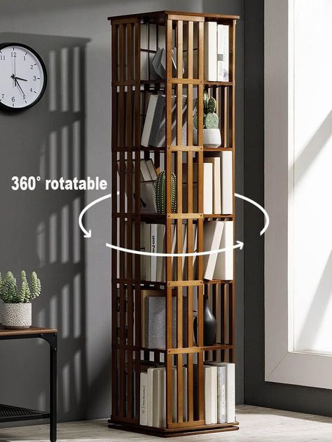 Amazon.com: XAFNG 5/6 Tier Rotating Bookcase-Bamboo,360 Degree Rotating Bookshelf Tower,Corner Cabinet/Freestanding Storage Organizer Book Rack for Bedroom, Living Room Home and Office : Home & Kitchen Corner Cabinet Ideas Bedroom, Basement Oasis, Rotating Bookcase, Cabinet Freestanding, Corner Organizer, Rotating Bookshelf, Corner Ideas, Book Rack, Freestanding Storage