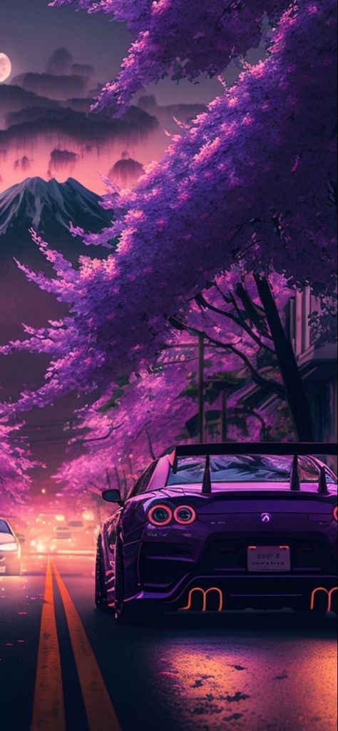 Cool Wallpapers, At Night, The Road, Wallpapers, Road, Cars, Purple, Flowers, Pink