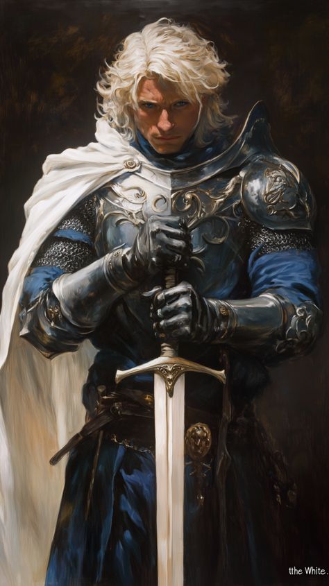 Arthurian Legend Aesthetic, Fantasy Noble Art, Ancestral Guardian Barbarian, Royalty Portraits, Fantasy Royalty, Knight Fantasy, The White Knight, Evil King, Arthurian Legend