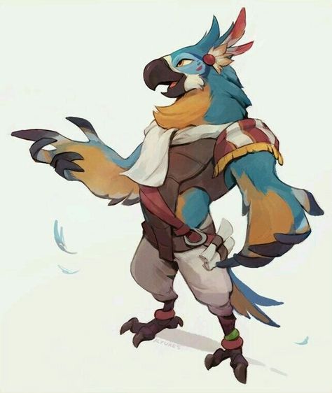 Male: Bird/ Rogue/ Messenger Zelda Breath Of The Wild, Zelda Art, 캐릭터 드로잉, Zelda Breath, Male Character, Arte Animal, Breath Of The Wild, Creature Concept, Character Design References