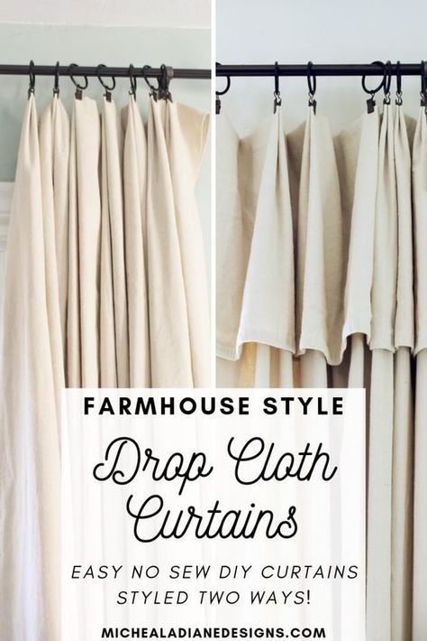 Billy Regal Hack, Dropcloth Curtains, Diy Drop Cloth Curtains, Curtains And Shades, Drop Cloth Projects, Cloth Projects, Cloth Curtains, Curtain Styles, Drop Cloth Curtains