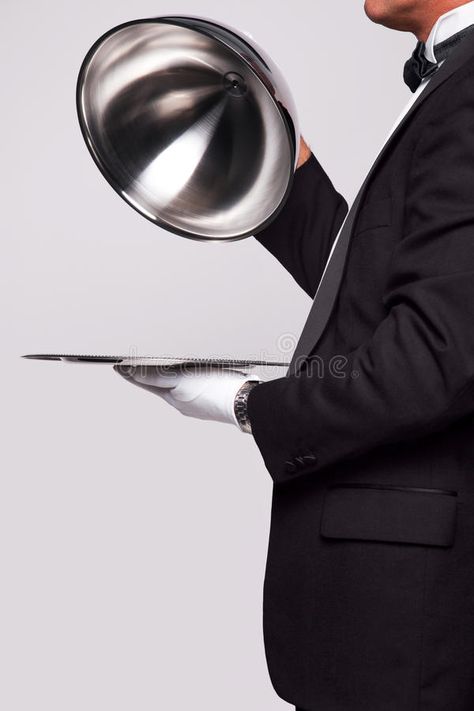 Butler and silver service. Butler lifting the cloche from a silver serving tray, , #Ad, #service, #lifting, #Butler, #silver, #cloche #ad Butlers Pantry Storage, Butler Aesthetic, Silver Serving Tray, Png For Editing, Shirt Images, Silver Serving Trays, Butler Service, Silver Service, Branding Concept