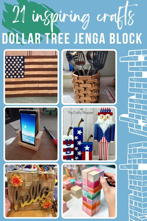 I get excited when starting every project, but making dollar tree jenga block crafts is very enjoyable for me. I can make many different home, kitchen and bathroom decor items. I can create creative content by turning these versatile wooden blocks into unique and personalized creations. #dollartreecraft #dollartreejengacraft #jengacraft Tower Blocks Crafts, Things To Make With Dollar Tree Jenga Blocks, Dollar Tree Diy Crafts With Jenga Blocks, Crafts With Mini Jenga Blocks, Projects With Jenga Blocks, Wooden Jenga Block Crafts, Repurposed Jenga Blocks, Dollar Store Tumbling Block Crafts, Diy Crafts Using Jenga Blocks