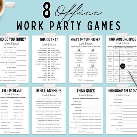 Appreciation Games For Work, Games For Employee Appreciation, Games For Fundraisers, Client Appreciation Party Games, Retail Sales Games For Employees, Holiday Game For Work, Medical Office Games, Trivia Games For Work, Office Ice Breaker Games Staff Meetings