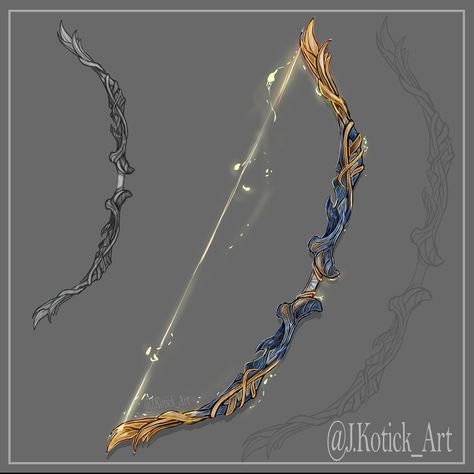 Sun Bow And Arrow, Beautiful Bow And Arrow, Magic Bow And Arrow Fantasy Art, Mystical Bow And Arrow, Dnd Bow Designs, Long Bow Fantasy, Star Bow And Arrow, Bow And Arrow Design Art, Celestial Bow And Arrow