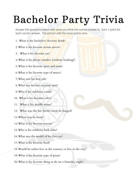 Bachelor Party Activities, Bachelor Games, Mens Bachelor Party, Bachelor Party Themes, Bachelor Party Games, Party Questions, Games For Men, Bachelorette Bachelor Party, Bachelorette Party Planning