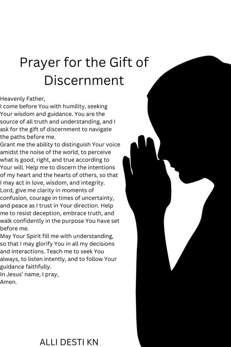 A heartfelt prayer seeking God's wisdom and guidance to discern truth, navigate uncertainty, and align decisions with His divine will. Perfect for moments when clarity, courage, and spiritual understanding are needed.#PrayerForDiscernment #GiftOfWisdom #SpiritualGuidance #FaithAndClarity #GodsWill #TruthAndUnderstanding #ChristianPrayer #WalkInFaith #HolySpiritLeadMe #PrayerLife New Years Reset, Prayers For Wisdom, Gift Of Discernment, Prayer For Discernment, Spirit Of Discernment, Prayer Topics, New Years Prayer, Christian Advice, Prayers Of Encouragement