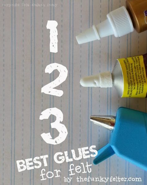 Three recommended glues for felt, white school glue, hot glue and industrial permanent glue. Easy Felt Crafts, Making Felt, Felt Glue, Felt Craft Projects, Best Glue, Felt Crafts Patterns, Felt Sewing, Felt Crafts Diy, Needle Felting Tutorials