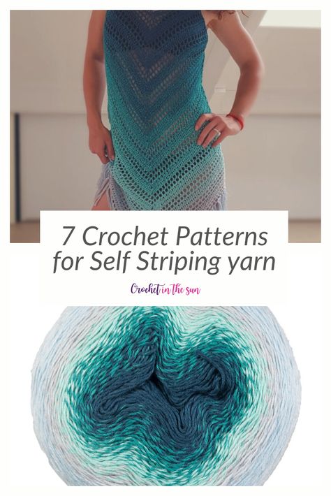 Have a beautiful cake of ombre, whirl, or self striping yarn, but not quite sure what crochet pattern to use? We have gathered 7 of the best crochet projects for this awesome kind of yarn! Tie Dye Yarn Crochet Projects, Cake Yarn Crochet Projects, Cake Yarn Patterns Crochet Free, Ombre Crochet Top, Ombre Yarn Crochet Ideas, Ombre Yarn Crochet Patterns Free, Mandala Ombre Yarn Crochet Patterns Free, Facets Yarn Crochet Pattern, Gradient Yarn Crochet Pattern