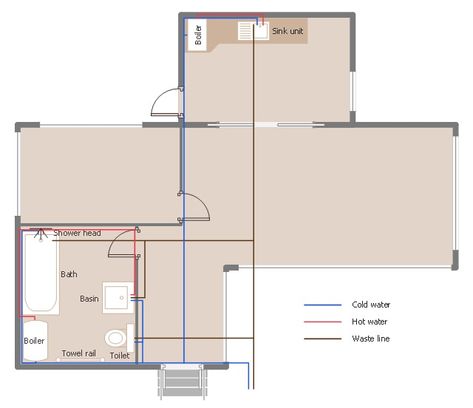 How to Create a Residential Plumbing Plan | Plumbing and Piping Plans | House plumbing drawing | Residential Plumbing Plan Drawings Residential Plumbing Plan, House Plumbing Diagram, Plumbing Layout Plan, Plumbing Symbols, How To Draw Water, Plumbing Layout, Plumbing Plan, House Plumbing, Commercial Landscape Design