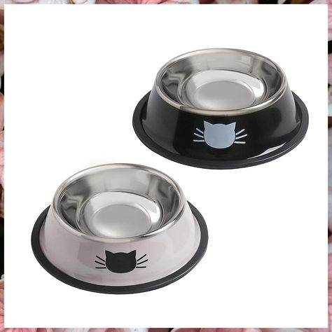 Cat Bowls for Food and Water, Rapsrk Stainless Steel Cat Food Bowls Pet Bowl with Rubber Cat Food Dish, Cat Water Bowl, Stainless Steel Dog Bowls, Food Bowls, Cat Dishes, Cat Food Bowl, Kittens And Puppies, Small Puppies, Dog Bowl