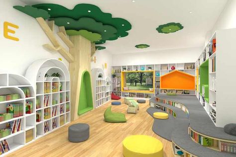 Library Furniture Design, Kindergarten Classroom Design, Nature Kindergarten, Baby Nursery Furniture Sets, Daycare Furniture, Primary School Classroom, Pre Primary School, School Library Design, Kindergarten Interior