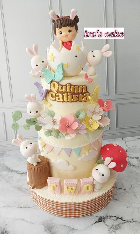 Bunny Theme Cake, Fairy Cake Ideas, Album Cake, Fairy Birthday Cake, Bunny Theme, Fairy Cake, Bunny Party, Bunny Cake, Easter Birthday