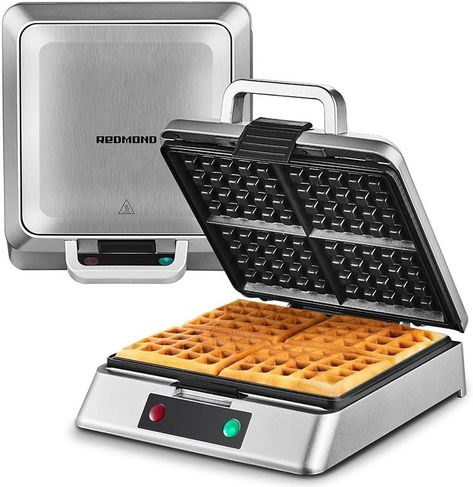 Durable stainless steel body, 1300W high-power heating system allows you to make crispy waffles in 4-5 minutes, and fluffy Belgian waffles in 6-7 minutes, to meet the whole family needs. Temperature Lights for Preheating After plugging in the power, the red light and the green light are both on, then the preheating starts automatically; When the green light is off, it means preheating is over and you can start to bake. Best Waffle Maker, Crispy Waffles, Waffle Machine, Waffle Irons, Fluffy Waffles, Crispy Waffle, Belgian Waffle Maker, Birthday Breakfast, Sandwich Maker