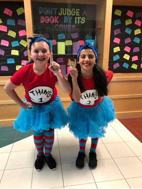 Thing 1 Thing 2 Costume, Thing 2 Costume, Dr Suess Characters, Dr Suess Week, Thing One And Thing Two, Thing One Thing Two, Thing 1 And Thing 2, Halloween Costume Ideas Duo, Costume Ideas Duo