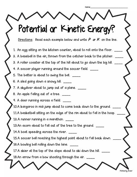 Potential And Kinetic Energy Activities, Kinetic Energy Activities, Work Physics, Potential And Kinetic Energy, Work Energy And Power, Proper Nouns Worksheet, Kinetic And Potential Energy, Gcse Physics, Science Printables