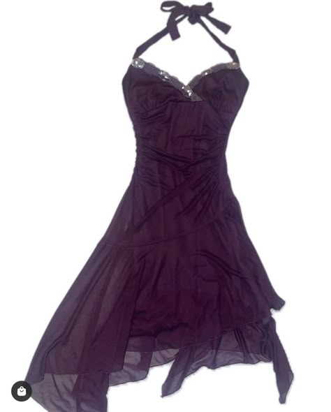 dark purple vintage 2000s inspired halter dress Early 2000s Hoco Dresses, 2000s Formal Dresses Short, Y2k Satin Dress, Early 2000 Dresses, 2000s Dresses Aesthetic, Cute 2000s Dresses, 2000s Short Dress, Homecoming Dress 2000s, 2000 Hoco Dress