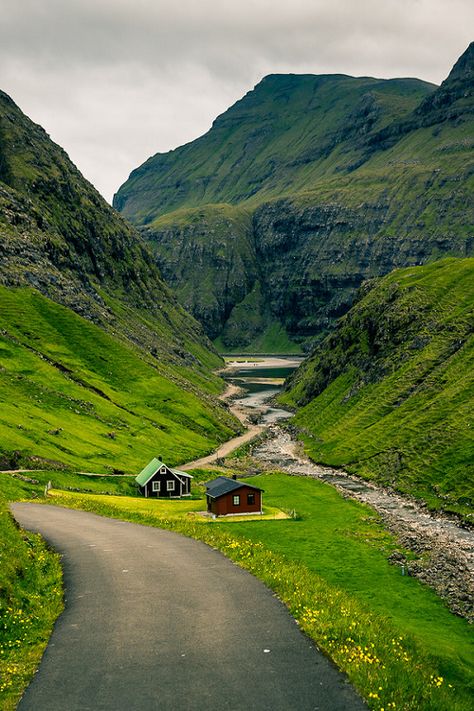 The Faroe Islands Faroe Islands Denmark, Faroe Island, Green Mountains, Voyage Europe, Faroe Islands, Places Around The World, Places I Want To Go, Scandinavia, Wonderful Places