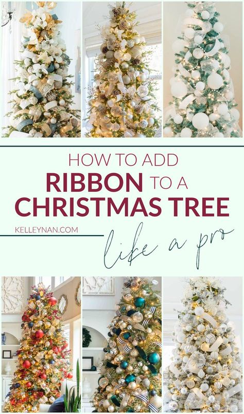 Christmas Tree With Ribbon, Tree With Ribbon, Christmas Tree Decorations Ribbon, Decorate A Christmas Tree, Best Christmas Tree, Christmas Tree Ribbon, Christmas Tree Decorating, Diy Christmas Tree Topper, Tree Ribbon