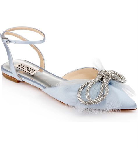 Badgley Mischka Bridal, Tulle Bow, Bridal Flats, Fab Shoes, Dressy Shoes, Badgley Mischka Shoes, Satin Tulle, Wedding Flats, Slides Women