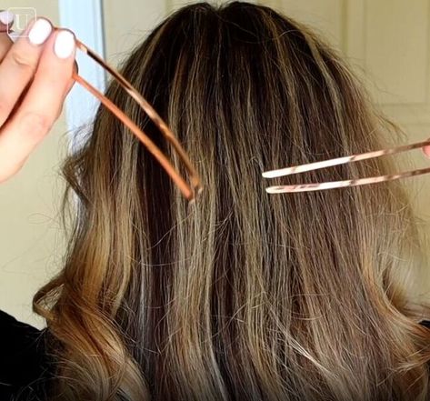 This is a guide to using u-shaped hair pins. Learn how to create different French pin hairstyles with this simple step-by-step hair tutorial. How To Use A Hair Fork Hairstyles, How To French Hair Pin, Hairstyles Using Hair Pins, French Fork Hair, French Twist With U Pin, U Shape Hair Pins Hairstyles, French Pins Hair, Hair Fork Hairstyles Tutorial, Short Hair French Pin