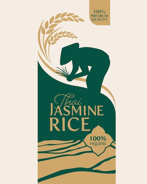 Rice Graphic Design, Organic Food Branding, Rice Logo Design, Organic Rice Packaging, Rice Branding, Spice Branding, Organic Packaging Design, Logo Rice, Instagram Post Background