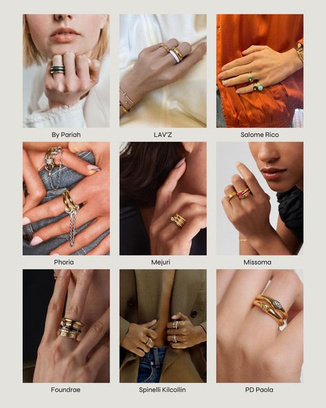 Surfing the web for the best ring stacks, so you don’t have to. 💍✨ Get inspired with these stunning combos 🤩 By Pariah - £ 2,850 LAV’Z - 50£ and 40£ Salome Rico - £2,000 each Phoria - £295 Mejuri - £128 Missoma - £135 Foundrae - from £1,200 each Spinelli Kilcollin - from £250 PD Paola - £95 #jewelry #rings #ringstack #ringstacks Best Ring, Ring Stacks, Celebrity Jewelry, Rings Cool, Stacking Rings, Get Inspired, Surfing, Jewelry Rings, Ring