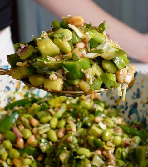 Miso edamame dense bean salad Edamame Bean Salad, Dense Bean Salad Recipes Violet Witchel, Dense Bean Salad Violet Witchel, Dense Bean Salad Recipes, Dense Bean Salad, Green Chicken Salad, Dense Salad, Violet Witchel, Prep Meal Ideas