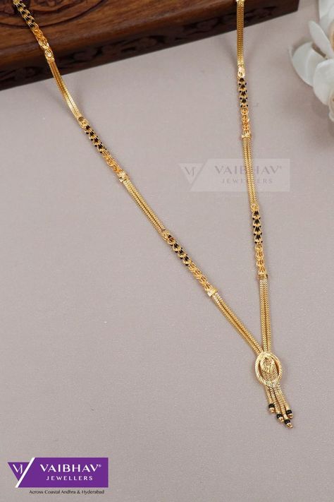 22K Plain Gold Nano Long Mangalsutra 60VI5736 Long Mangalsutra, Unique Gold Jewelry Designs, Bridal Necklace Designs, Gold Jewels Design, Black Beads Mangalsutra, Gold Bangles For Women, Black Beads Mangalsutra Design, New Gold Jewellery Designs, Gold Earrings Models