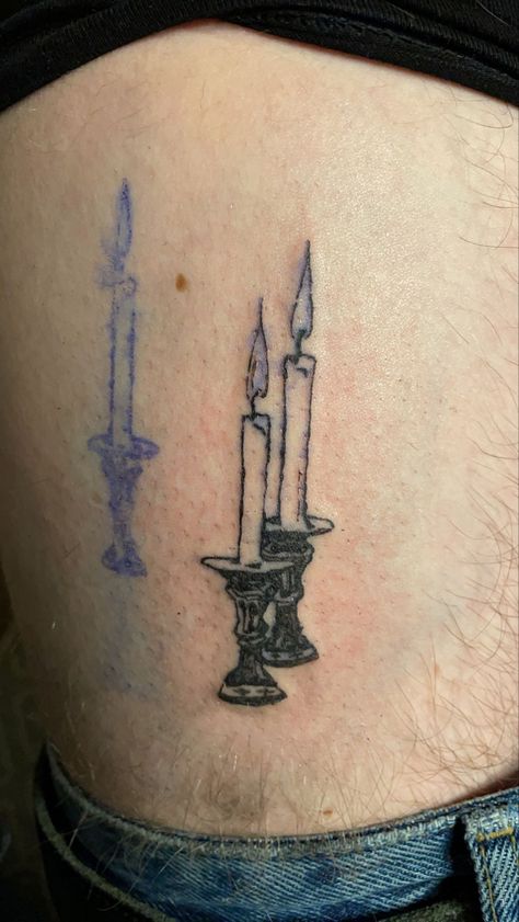 Candle Stick Tatoos, Roman Candle Tattoo, Small Bone Tattoo, Verticals Tattoos, Candle Stick Tattoo Design, Stoplight Tattoo, Candlelight Tattoo, Spool Tattoo, Architectural Tattoos