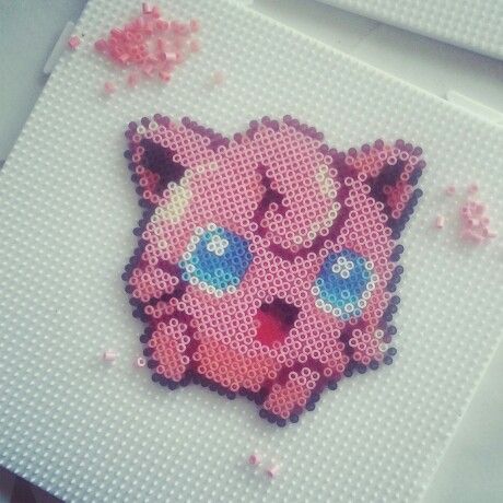 Jigglypuff made by me with Hama mini beads Perler Bead Jigglypuff, Pixel Jigglypuff, Jigglypuff Perler Beads, Hama Beads Kawaii, Pokémon Perler Beads, Hama Art, Hama Mini, Easy Perler Beads, Perler Designs