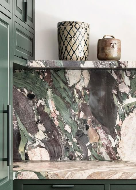 Athena Calderone, Calacatta Viola, Stone World, Stone Kitchen, Stone Countertops, Green Marble, Green Kitchen, Marble Stones, Intense Colors