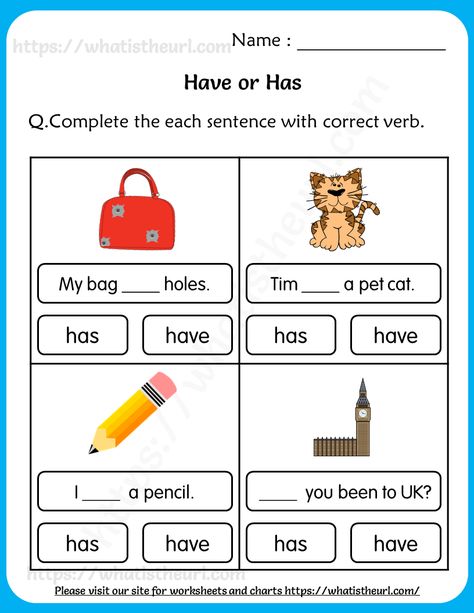 Have or Has Worksheet for Grade 2 - Your Home Teacher Has And Have Worksheets, Has Have Worksheets, Helping Verbs Worksheet, Grade 2 English, Verb To Have, Worksheet Kindergarten, English Grammar Exercises, Esl English, English Grammar For Kids