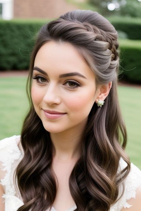 Wedding Hairstyles For Shoulder Length Hair Half Up, New Hair Styles2024 Braids, Dress Hairstyles For Medium Hair, Wedding Hairstyles Half Up Half Down Shoulder Length, Bridal Shower Hairstyles, Debs Hairstyles, Shoulder Hairstyles, Wedding Hairstyles For Medium Length, Formal Hairstyles For Long Hair