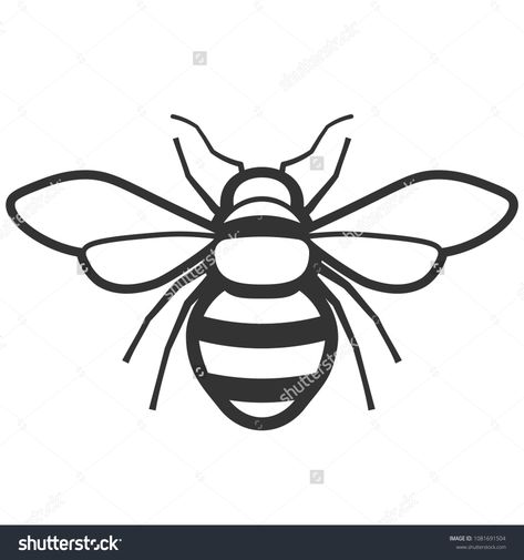 Honey bee black and white icon. Pest control clipart isolated on white backgroundwhite#icon#black#Honey Honey Bee Art Drawings, Simple Bee Drawing, Bee Drawing Simple, Honey Bee Drawing, Bee Outline, Bees For Kids, Bee Sketch, Bee Stencil, Bee Icon