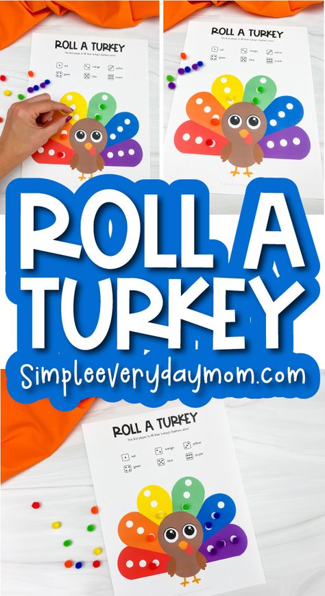 If your children are bored of the same old activities, try this fun printable turkey game. It's an easy way to get kids engaged in their activities and it also helps them work on fine motor skills too! Download the free game on the blog and use it with preschool, kindergarten, and elementary children. Roll A Turkey Dice Game Printable, Roll A Turkey Dice Game Free Printable, Roll A Turkey Dice Game, Feed The Turkey, Roll A Turkey, Thanksgiving Unit Study, Turkey Printable, Turkey Games, Roll A Dice