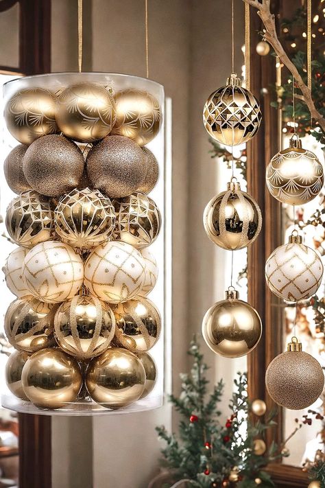 Valery Madelyn Christmas Ornaments Set, 30ct White and Gold Shatterproof Christmas Tree Decorations Ball Ornaments Bulk, 2.36 Inches Elegant Hanging Ornaments for Xmas Trees Holiday Decor White And Gold Christmas Decor, White And Gold Christmas, Gold Christmas Decor, Gold Christmas Decorations, Xmas Trees, Christmas Ornament Sets, Gold Christmas, Ball Ornaments, Ornament Set