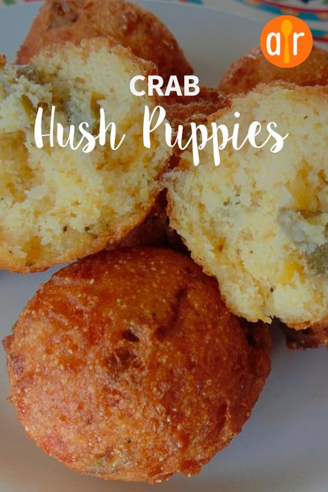 Jillena's Crab Hush Puppies | "Quick and easy appetizer! Similar to a Southern hush puppies but made with delicious real crab meat! This is really good served with a hot cheese dip or with tarter and cocktail sauce. My husband will stand by waiting for them to finish cooking to eat them right away." #allrecipes #potluckrecipes #partydishes #partyappetizers #cookoutrecipes #cookoutdishes #picnicfood #picnicideas Crabmeat Hush Puppies, Crab Meat Hush Puppies, Crab Puppies Recipe, Crab Hush Puppies Recipe, Hushpuppy Recipes, Easy Hush Puppies, Crab Hush Puppies, Southern Hush Puppies, Side Potatoes