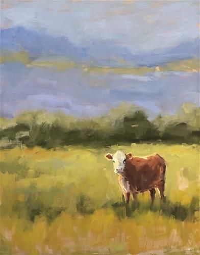 Cows Painting Acrylic, Cow Landscape Painting, Farm Animal Painting, Cow Paintings, Farm Paintings, Farm Art, Home On The Range, Cow Painting, Cow Art