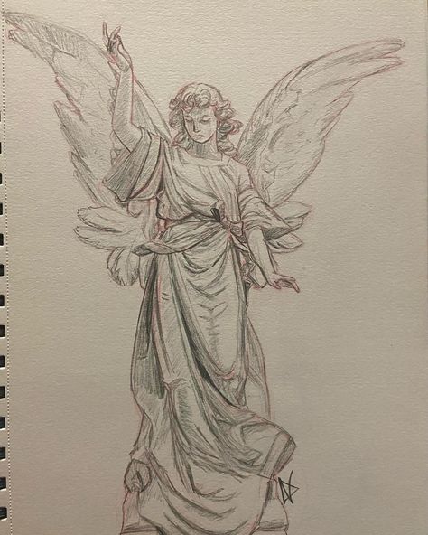 My sketching process. Love how it turned out🥰 . . . . . . #sketch #pencil #pencildrawing #artistsoninstagram #artist #sketchbook #fyp Wings Drawing Back View, Ethereal Art Sketch, Architecture Drawing Sketchbooks Easy, Angle Sketches, How To Draw Angel, Angel Pencil Drawings, Easy Angel Drawings, Angel Sketches Pencil, Angelic Drawings